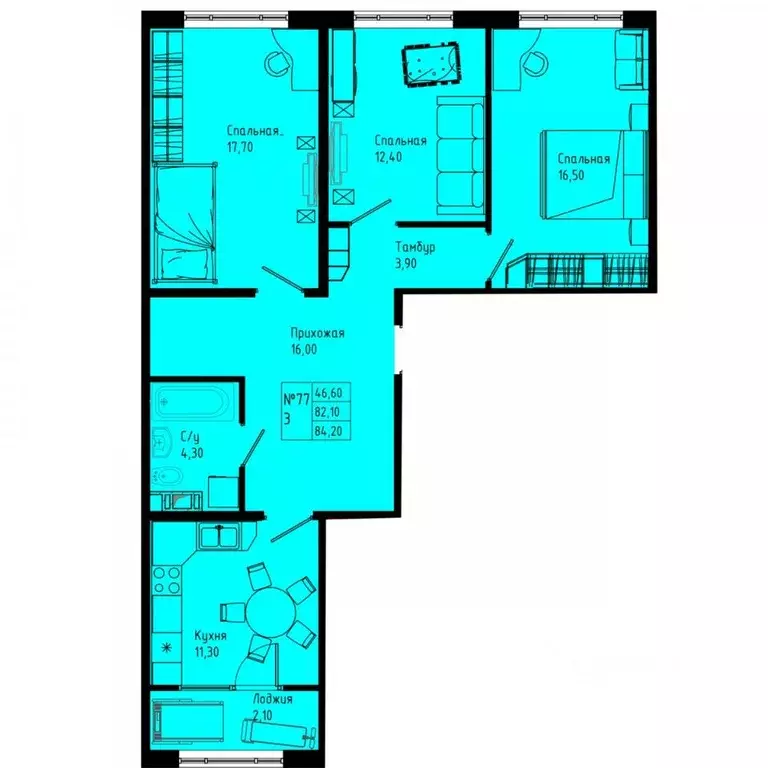 3-к кв. Ленинградская область, Коммунар г. Гатчинский муниципальный ... - Фото 1