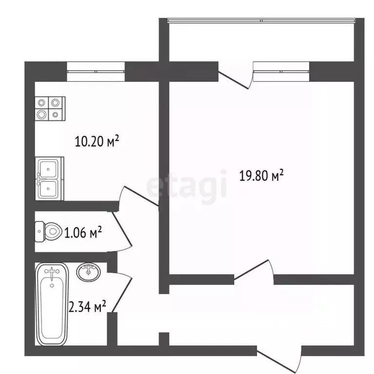 1-к кв. Челябинская область, Челябинск ул. Островского, 2 (36.1 м) - Фото 2