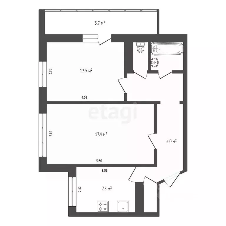 2-к кв. Псковская область, Псков Сиреневый бул., 17 (52.4 м) - Фото 1