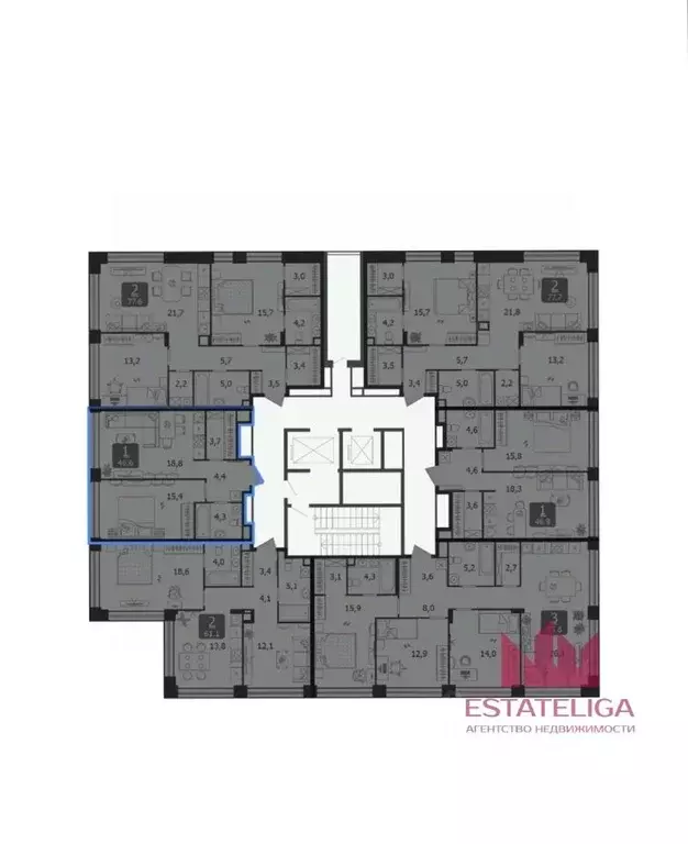 1-к кв. Москва 3-я оч., Шагал жилой комплекс, к4.1 (46.6 м) - Фото 2