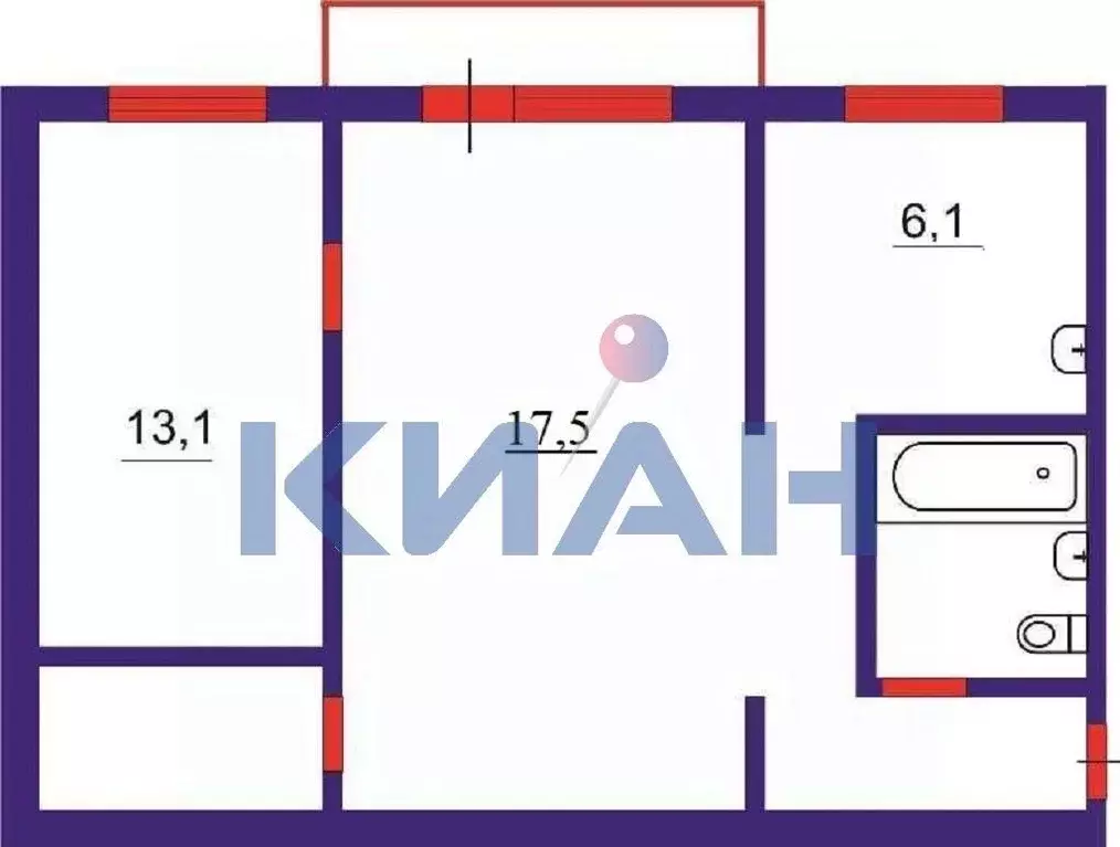 2-к кв. Красноярский край, Красноярск ул. 60 лет Октября, 51 (45.5 м) - Фото 1