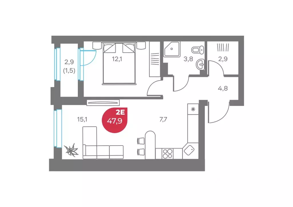 2-к кв. Пермский край, Пермь Советская ул., 16 (47.9 м) - Фото 1