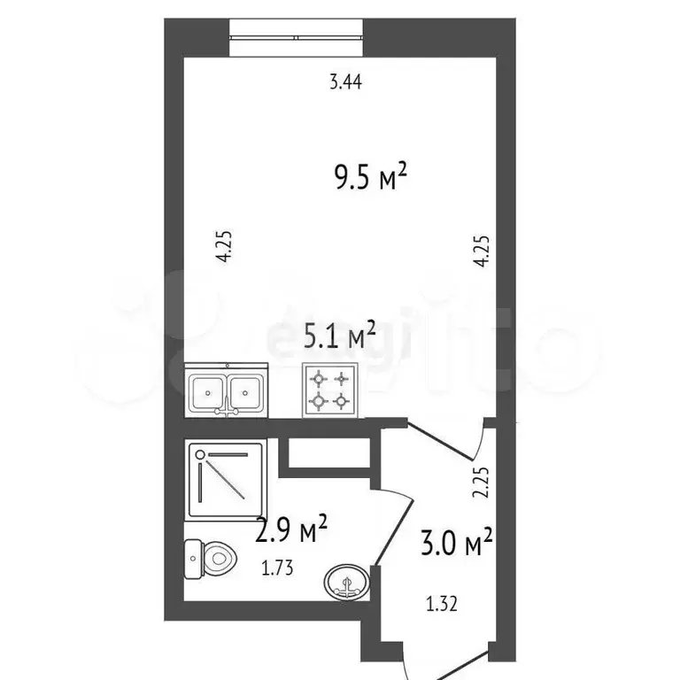 Квартира-студия, 20,5 м, 3/18 эт. - Фото 0