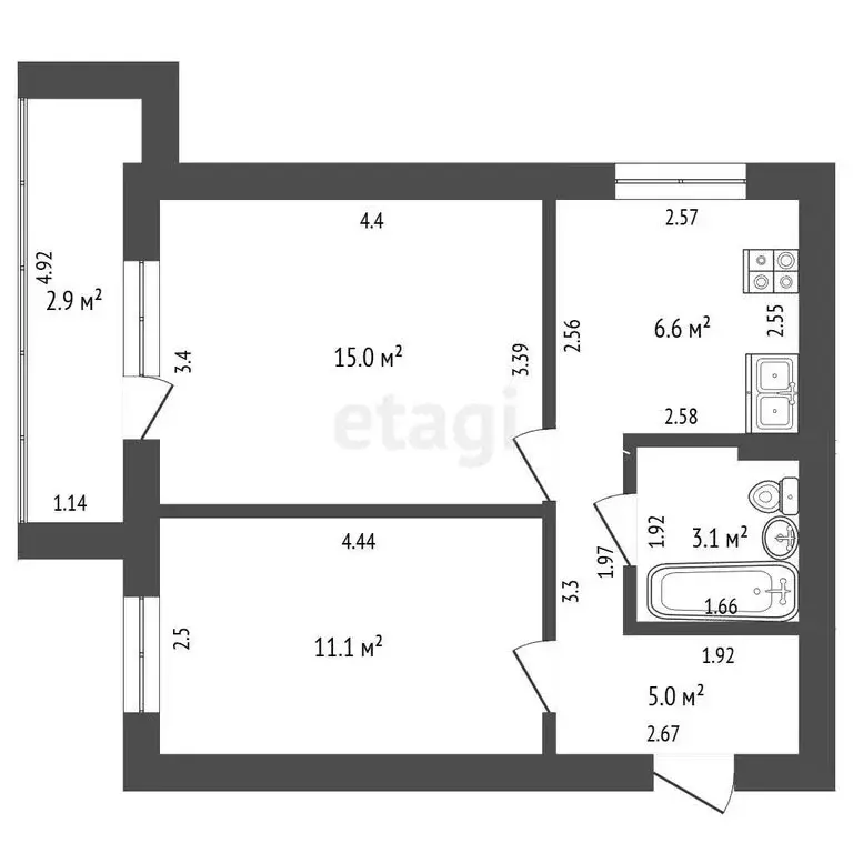 2-комнатная квартира: Стерлитамак, Советская улица, 98 (41.6 м) - Фото 1