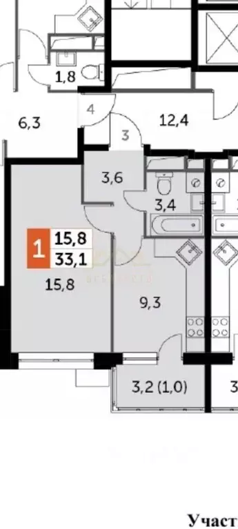 1-к кв. Московская область, Мытищи городской округ, пос. Нагорное ... - Фото 2