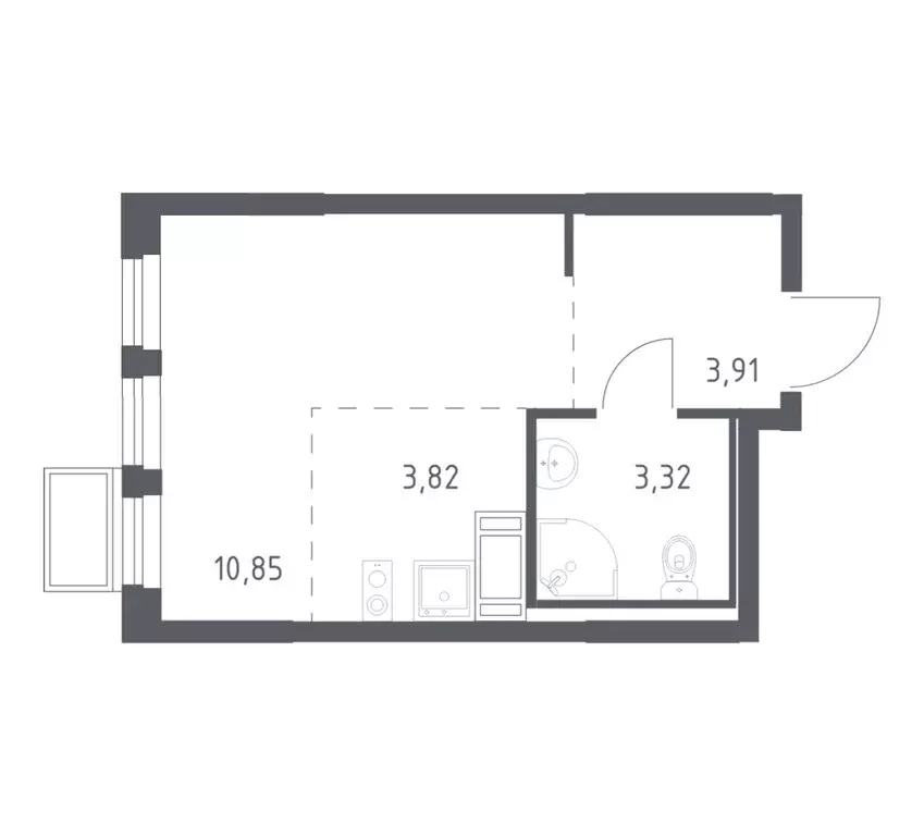 Квартира-студия: деревня Коробово, улица Авиаторов, 9 (21.3 м) - Фото 1