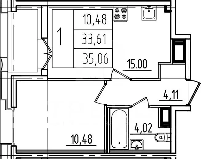 1-к кв. Санкт-Петербург ул. Типанова, 22 (35.06 м) - Фото 1