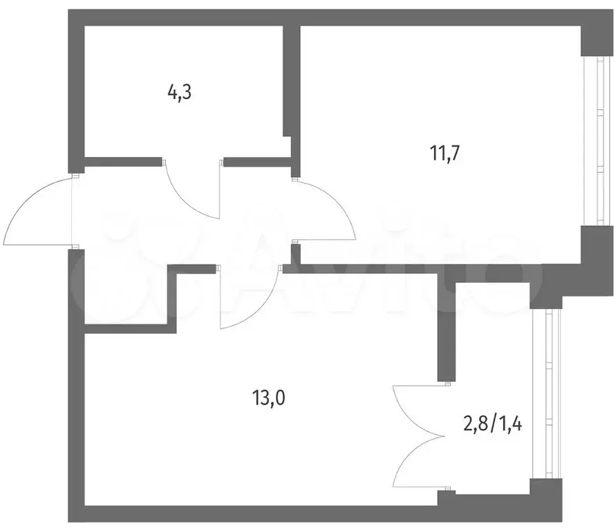 1-к. квартира, 34,8 м, 8/9 эт. - Фото 1