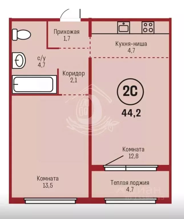 2-к кв. Алтайский край, Барнаул городской округ, Южный рп ул. Герцена, ... - Фото 1