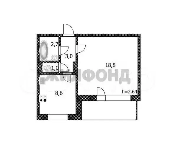1-к. квартира, 34,1 м, 4/9 эт. - Фото 0