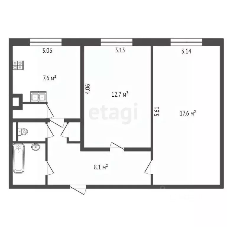 2-к кв. Санкт-Петербург просп. Энтузиастов, 46К2 (50.8 м) - Фото 0