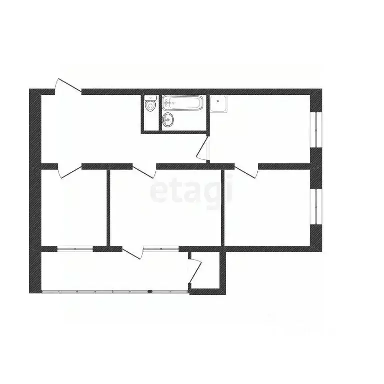 3-к кв. Белгородская область, Белгород ул. Королева, 35 (62.1 м) - Фото 2