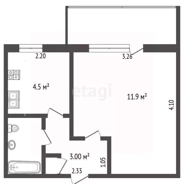 1-к кв. Саха (Якутия), Якутск ул. Лермонтова, 138/2 (22.1 м) - Фото 1