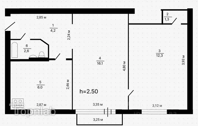 2-к кв. Татарстан, Казань ул. Рихарда Зорге, 12 (42.5 м) - Фото 1