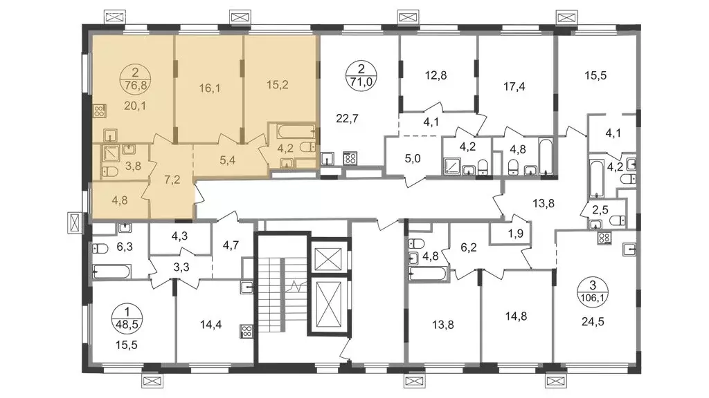 2-комнатная квартира: посёлок городского типа Заречье, жилой комплекс ... - Фото 2