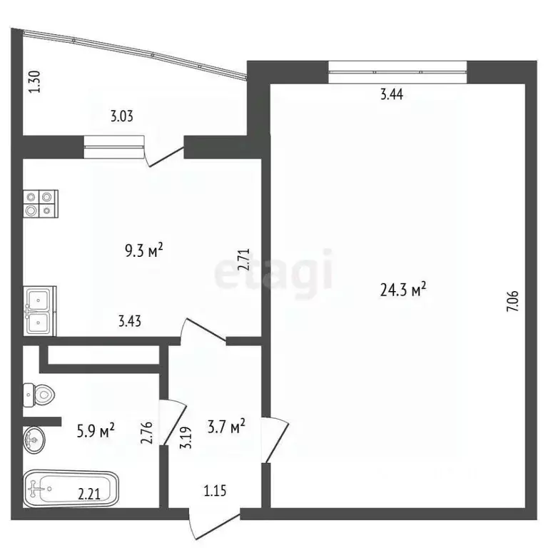 1-к кв. Тюменская область, Тюменский муниципальный округ, д. Дударева ... - Фото 1