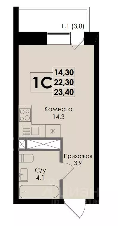 Студия Ростовская область, Ростов-на-Дону Ботаника жилой комплекс ... - Фото 0