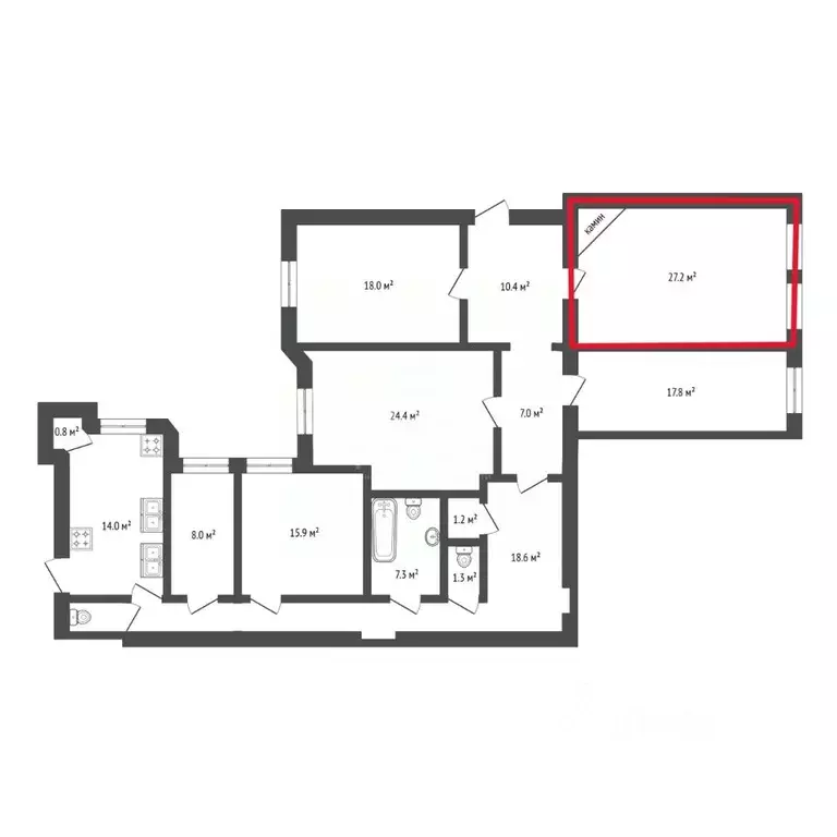 Комната Санкт-Петербург ул. Некрасова, 58 (27.0 м) - Фото 1