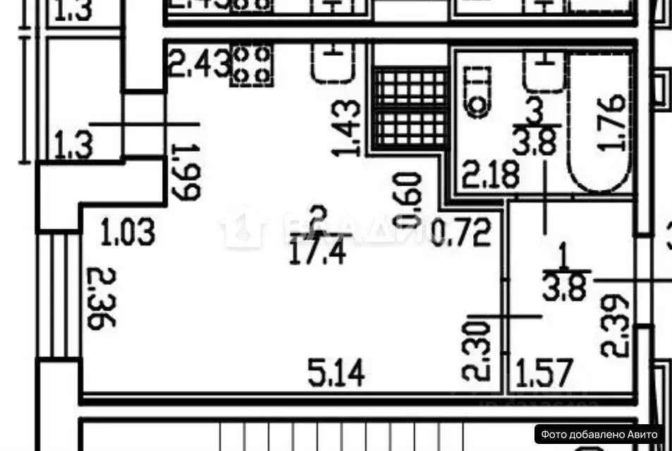 Студия Санкт-Петербург ул. Русановская, 18к3 (25.0 м) - Фото 2