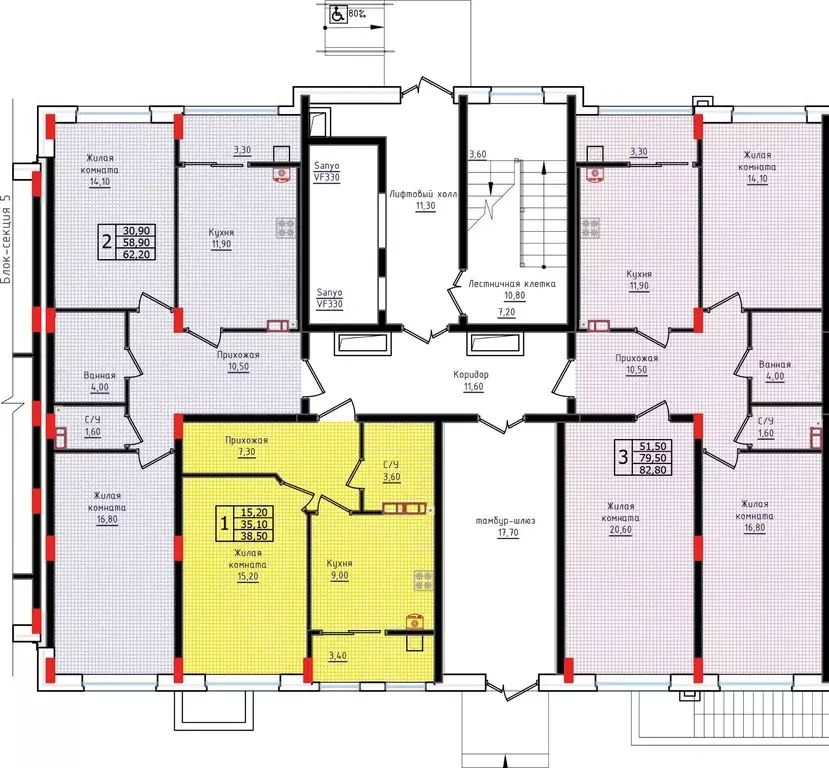 2-к кв. Ставропольский край, Ставрополь ул. Якова Андрюшина, 6 (62.2 ... - Фото 1