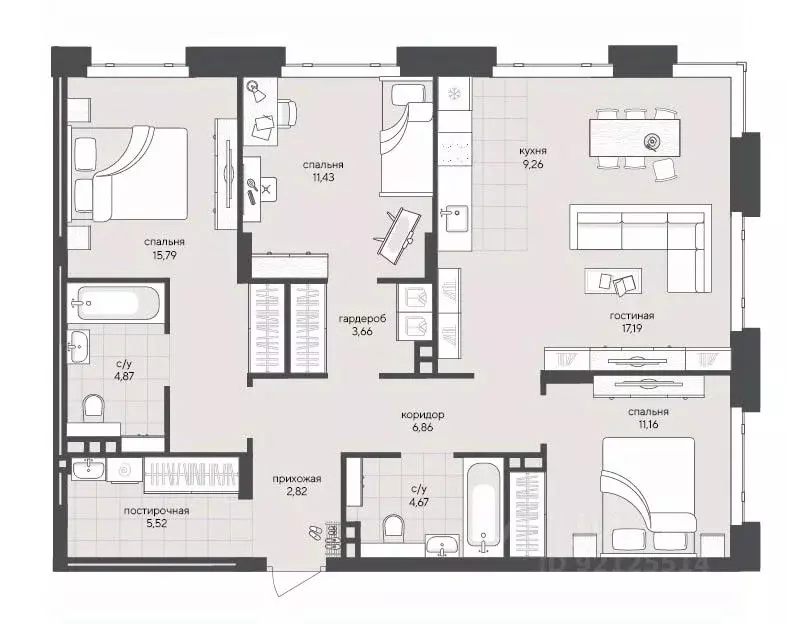 3-к кв. Новосибирская область, Новосибирск Кедровая ул., 79 (93.23 м) - Фото 0