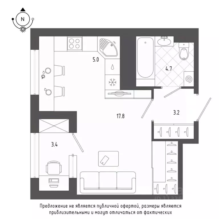 Студия Санкт-Петербург бул. Измайловский, 9 (32.3 м) - Фото 0