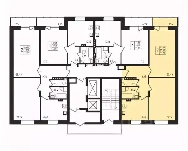 2-к кв. Новосибирская область, Новосибирск Вилюйская ул., 1 (70.1 м) - Фото 2