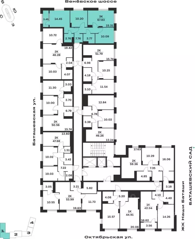 3-к кв. Тульская область, Тула ул. Самоварная, 21/1 (67.83 м) - Фото 2