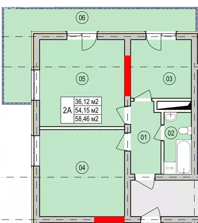 2-комнатная квартира: Грозный, улица Л.И. Яшина, 30 (58.46 м) - Фото 1