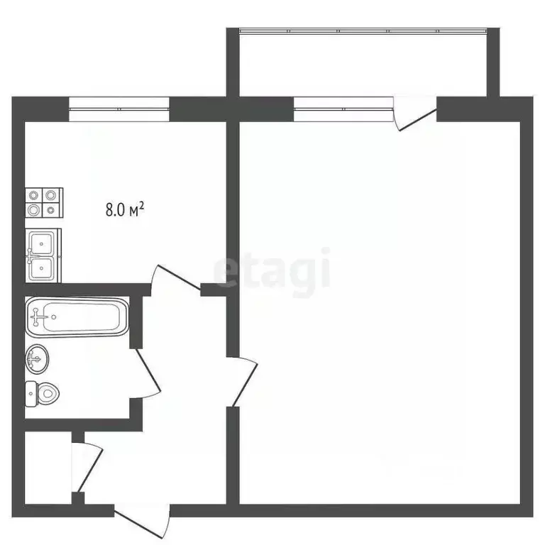 1-к кв. Ростовская область, Ростов-на-Дону Халтуринский пер., 150/68 ... - Фото 2