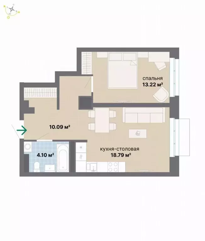 1-к кв. Свердловская область, Екатеринбург Эльмаш жилрайон,  (46.2 м) - Фото 1