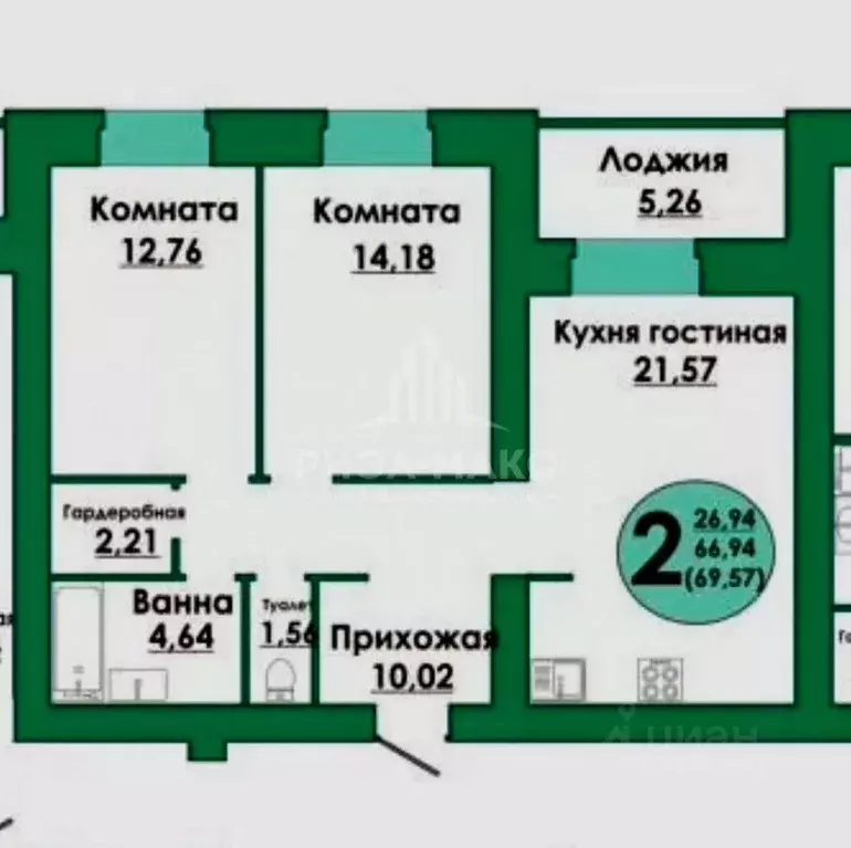 2-к кв. Брянская область, Брянск Бежицкая ул., 70Б (70.0 м) - Фото 2