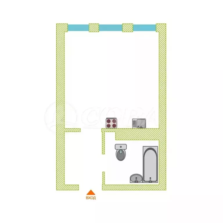 Квартира-студия: Тюмень, улица Евгения Войнова, 3 (26.5 м) - Фото 1