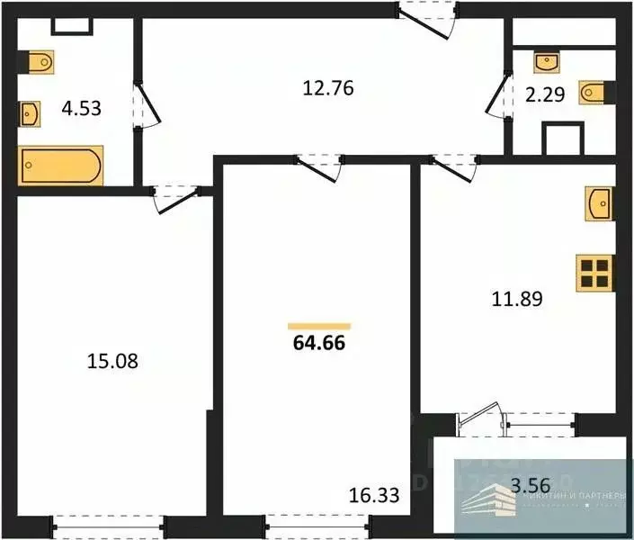 2-к кв. Воронежская область, Воронеж ул. Ломоносова, 116/2 (64.7 м) - Фото 0