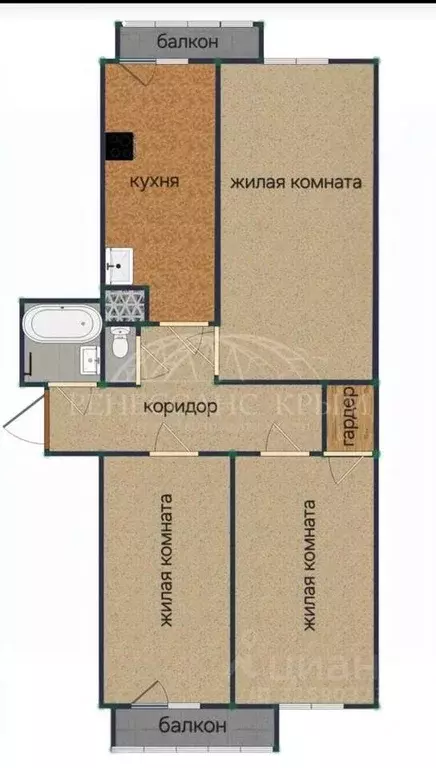3-к кв. Севастополь ул. Казачья, 60к8 (81.4 м) - Фото 2