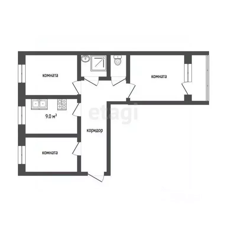3-к кв. Коми, Усинск ул. Ленина, 19 (65.6 м) - Фото 0