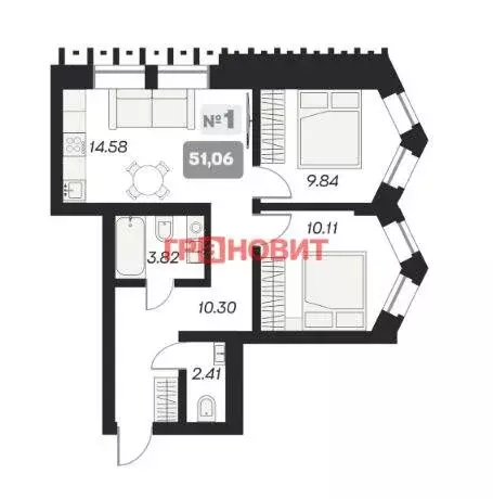 Помещение свободного назначения (50.88 м) - Фото 1