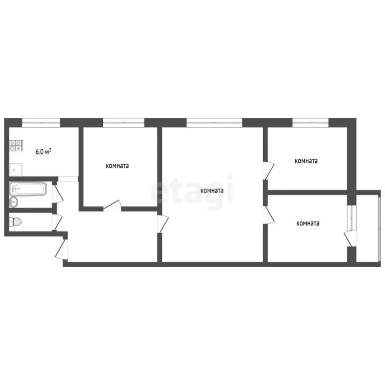 4-к кв. Ярославская область, Ярославль ул. Блюхера, 66к2 (60.8 м) - Фото 1