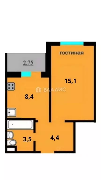 1-к кв. Воронежская область, Воронеж ул. Сельская, 2Ш (31.4 м) - Фото 2