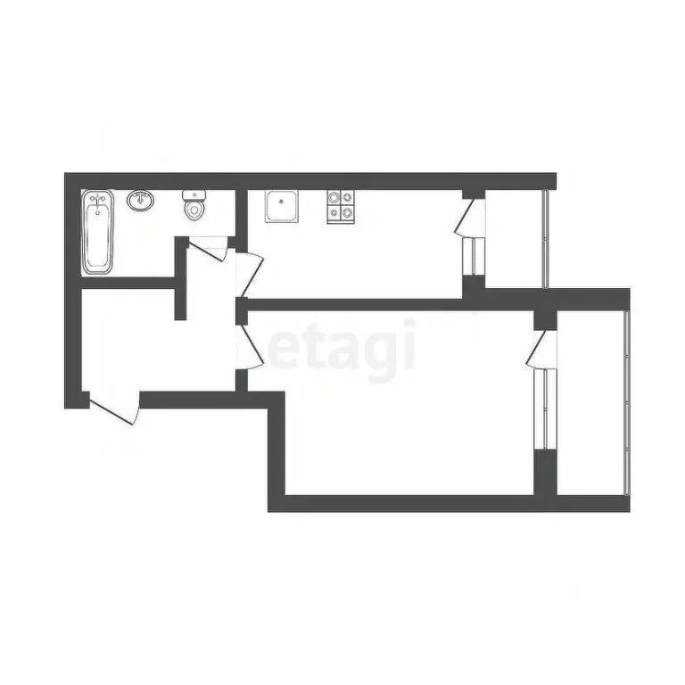 1-к кв. Томская область, Томск Нижний пер., 45 (34.8 м) - Фото 2