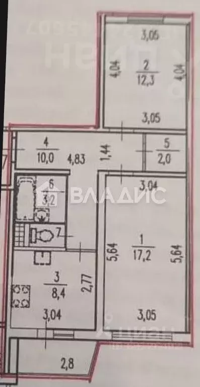 2-к кв. Санкт-Петербург ул. Бадаева, 8к2 (54.0 м) - Фото 2