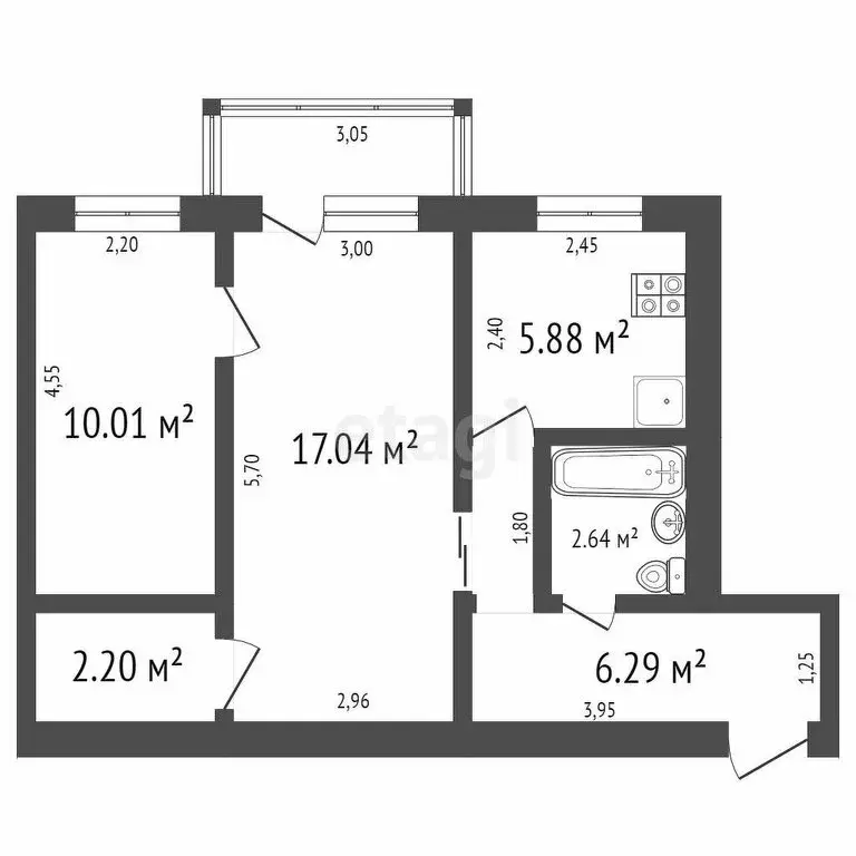 2-комнатная квартира: Ульяновск, улица Стасова, 26 (42.4 м) - Фото 0