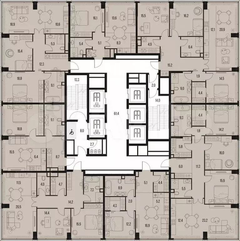 3-к. квартира, 90,4 м, 13/47 эт. - Фото 1