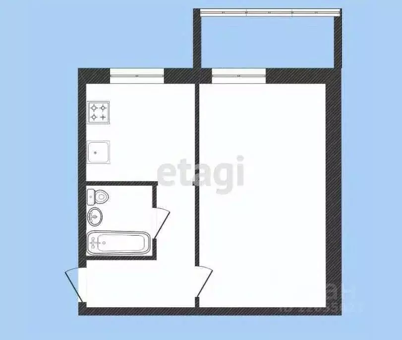 1-к кв. Ивановская область, Приволжск ул. Фрунзе, 29 (33.0 м) - Фото 1