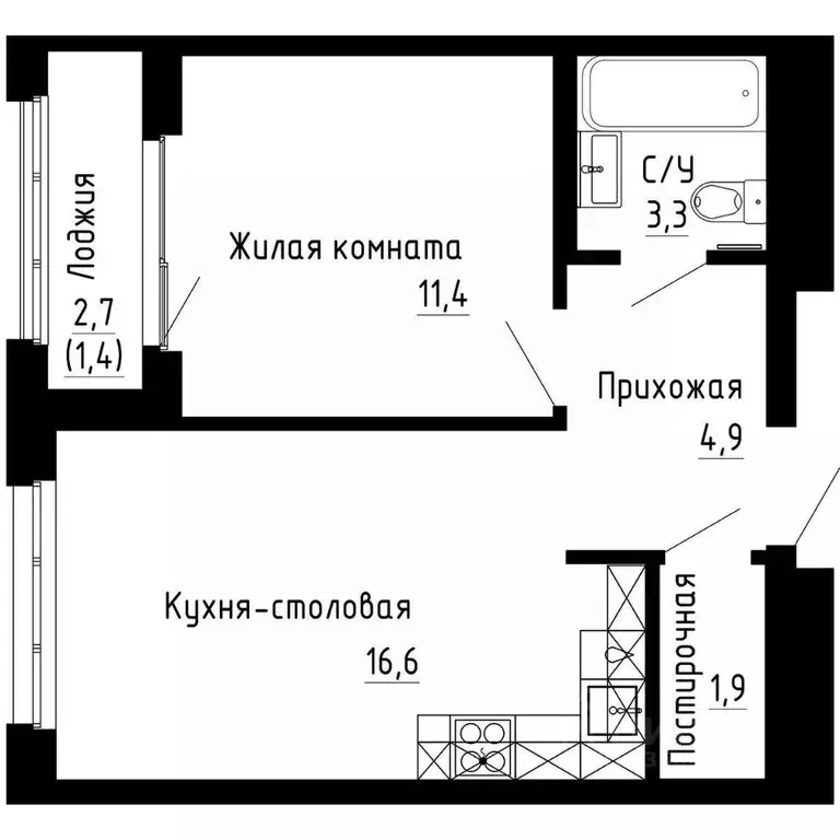 1-к кв. Приморский край, Владивосток 7Я жилой комплекс (39.5 м) - Фото 1