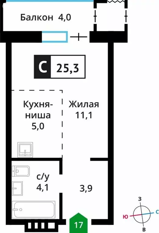 Квартира-студия: деревня Аристово, жилой комплекс Лесная Отрада (25.3 ... - Фото 0