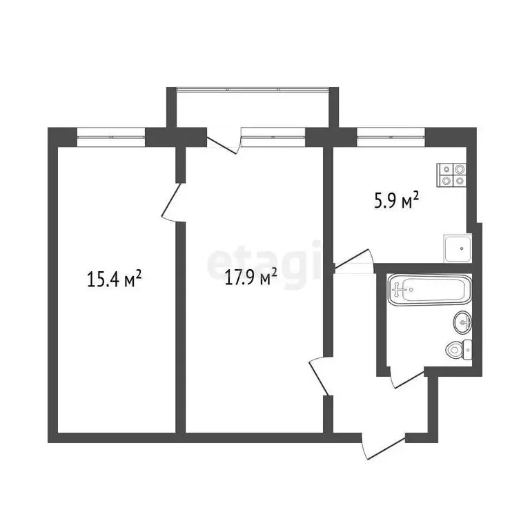 2-комнатная квартира: Омск, улица Всеволода Иванова, 20 (43 м) - Фото 0