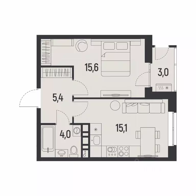 1-к кв. Пермский край, Пермь Ераничи мкр,  (41.6 м) - Фото 1