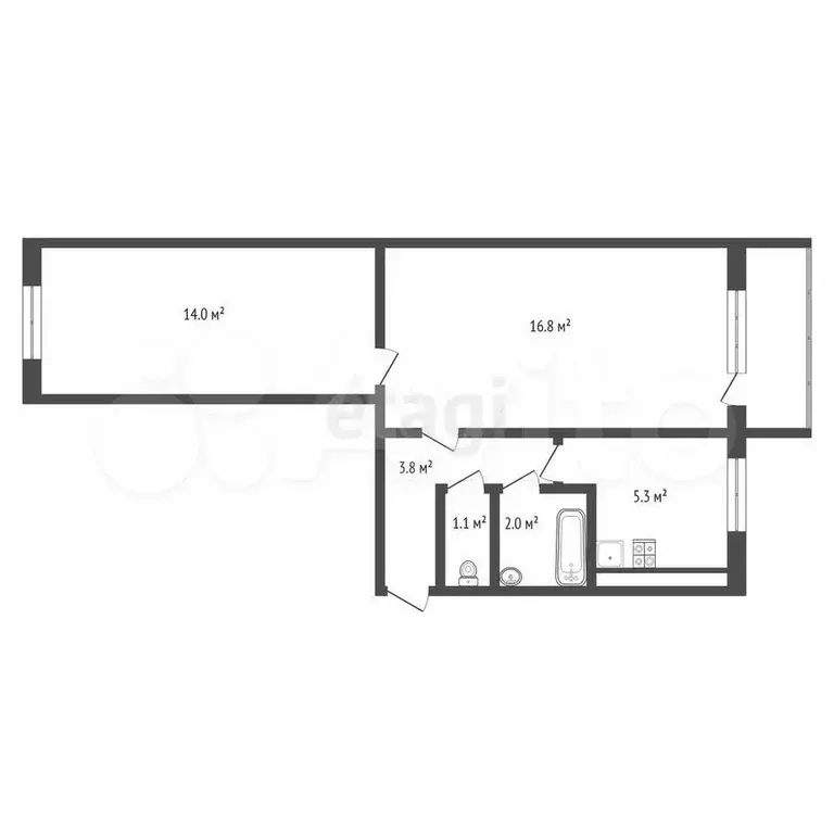 2-к. квартира, 43 м, 5/5 эт. - Фото 0