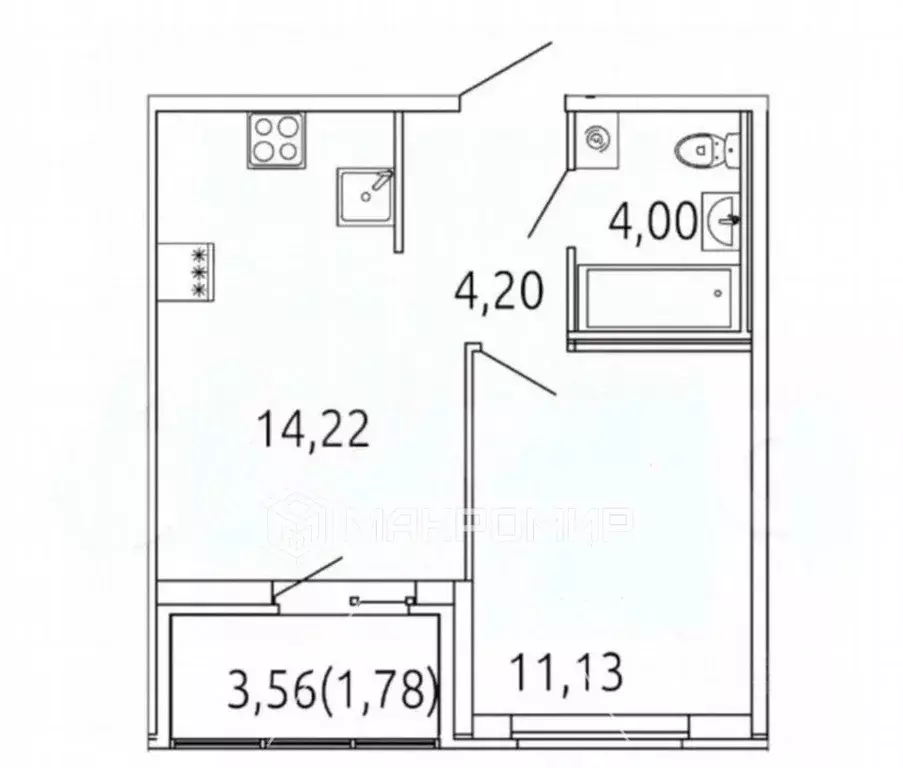 1-к кв. Санкт-Петербург ул. Плесецкая, 24 (34.8 м) - Фото 2